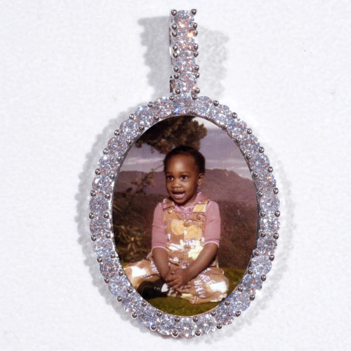 Large 3D Oval Custom Picture Pendant
