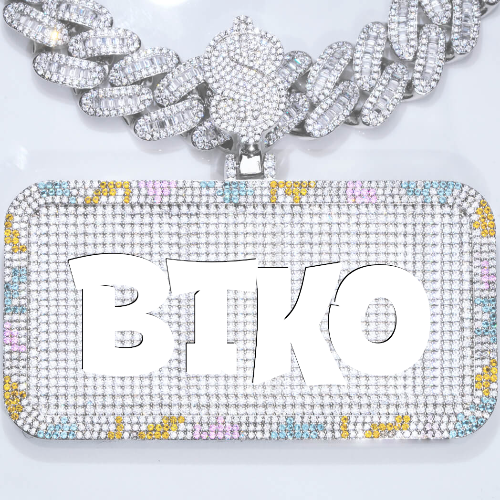 CUSTOM LETTER NECKLACE 3D COLORFUL SQUARE
