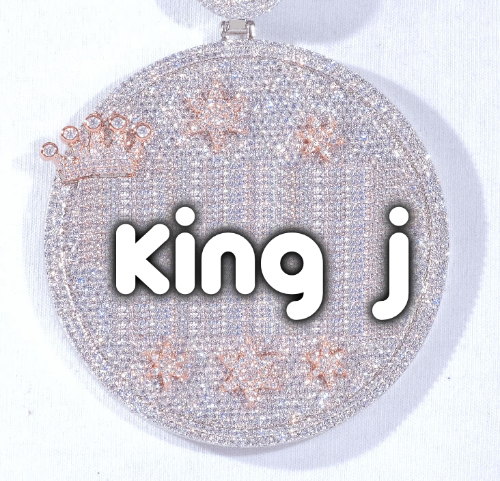 CUSTOM LETTER NECKLACE 3D BIG CROWN DISC