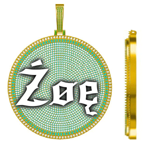 CUSTOM LETTER NECKLACE 3D BIG DISC