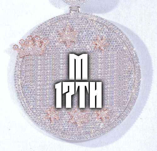 CUSTOM LETTER NECKLACE 3D BIG CROWN DISC