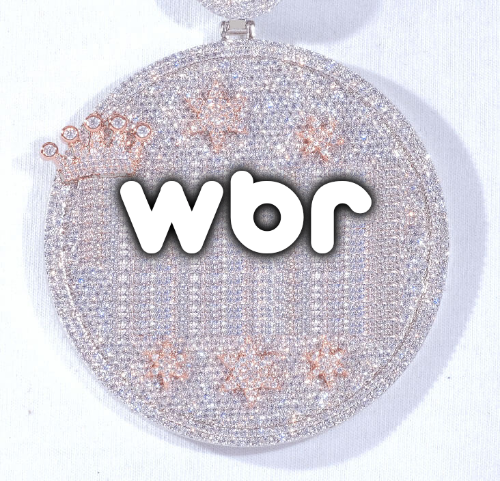 CUSTOM LETTER NECKLACE 3D BIG CROWN DISC