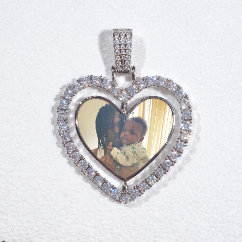 3D Spinning 2-Faced Heart Custom Picture Pendant