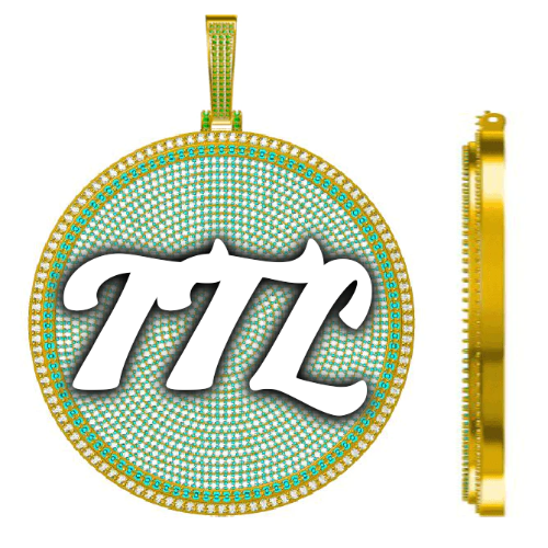 CUSTOM LETTER NECKLACE 3D BIG DISC