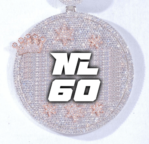 CUSTOM LETTER NECKLACE 3D BIG CROWN DISC