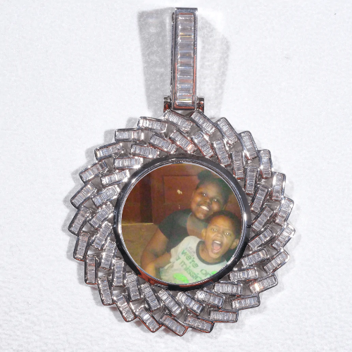 Large 3D Baguette Custom Picture Pendant