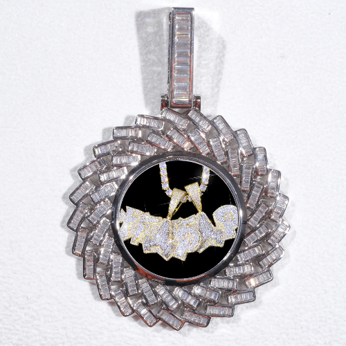 Large 3D Baguette Custom Picture Pendant