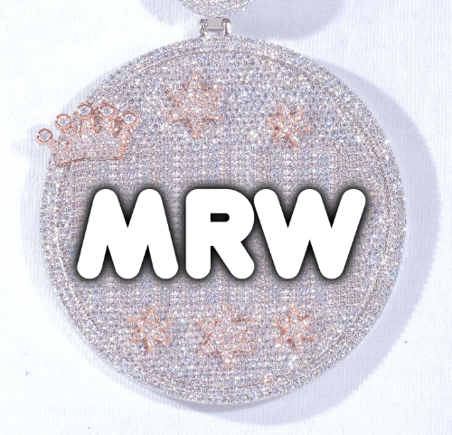 CUSTOM LETTER NECKLACE 3D BIG CROWN DISC