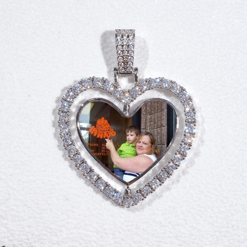 3D Spinning 2-Faced Heart Custom Picture Pendant