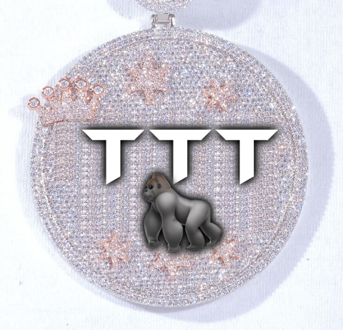CUSTOM LETTER NECKLACE 3D BIG CROWN DISC