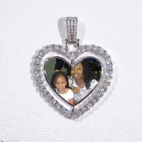 3D Spinning 2-Faced Heart Custom Picture Pendant