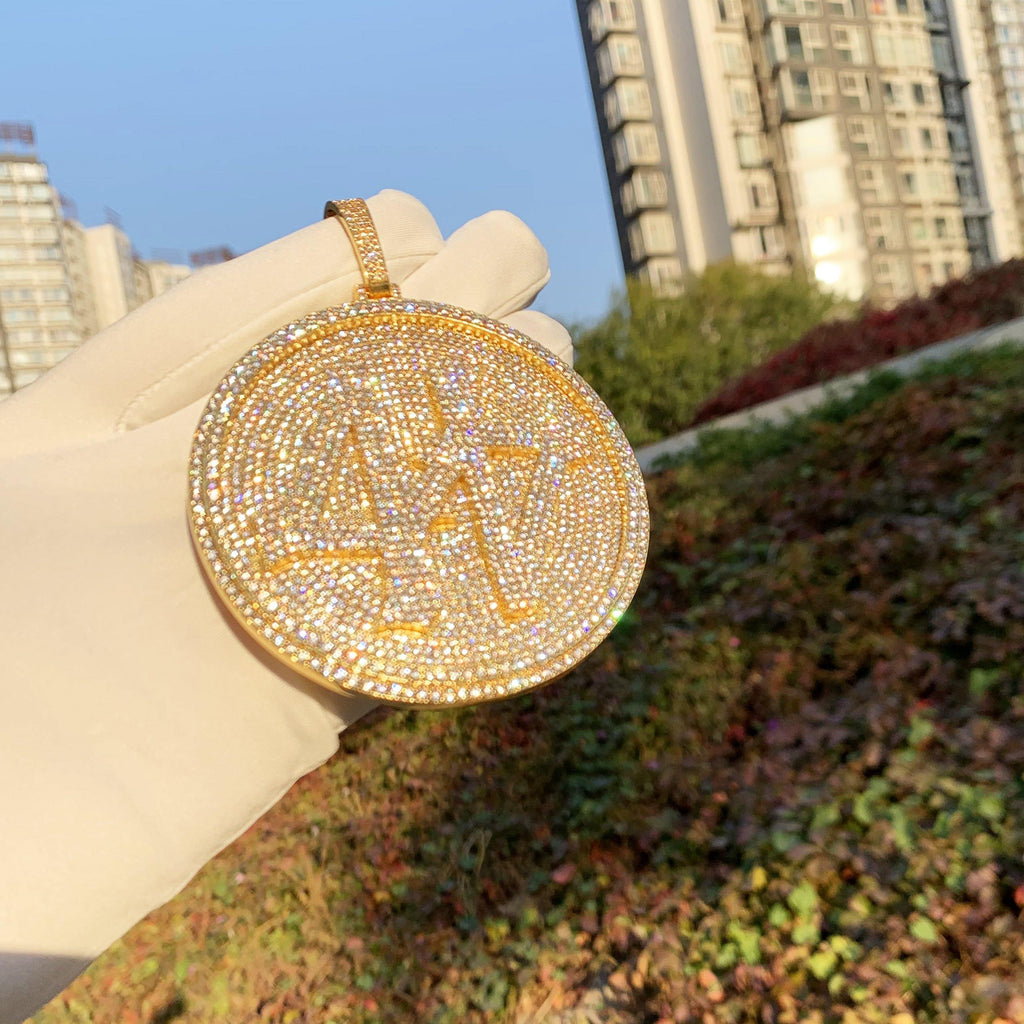 Iced Gold-Plated 3D Big 44 Disc BlingBling Necklace