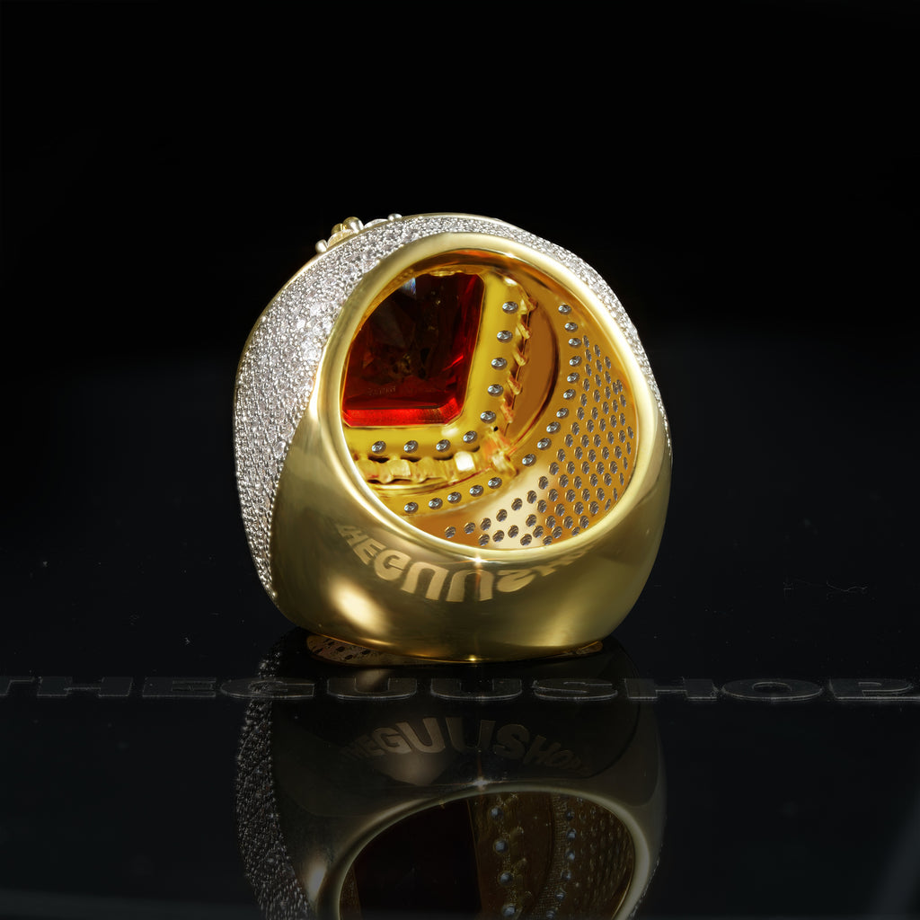Ruby Inlaid Wring Micro-inlay Ruby Gold-Plated Ring β The GUU Shop