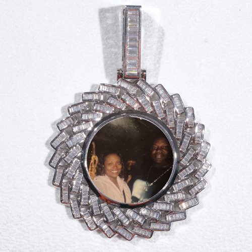 Large 3D Baguette Custom Picture Pendant