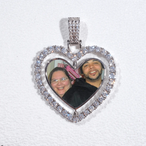 3D Spinning 2-Faced Heart Custom Picture Pendant