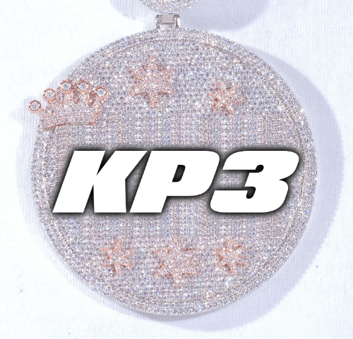 CUSTOM LETTER NECKLACE 3D BIG CROWN DISC