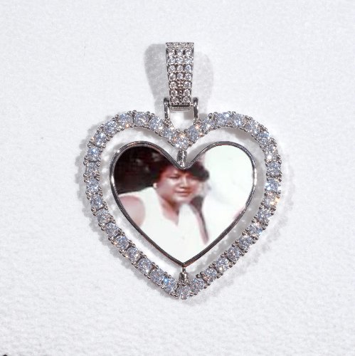 3D Spinning 2-Faced Heart Custom Picture Pendant