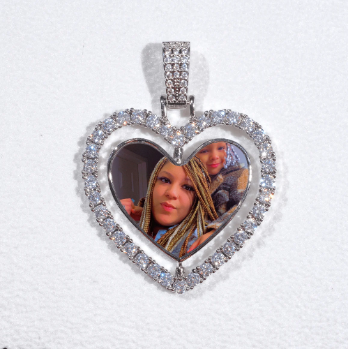 3D Spinning 2-Faced Heart Custom Picture Pendant