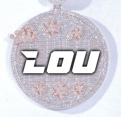 CUSTOM LETTER NECKLACE 3D BIG CROWN DISC