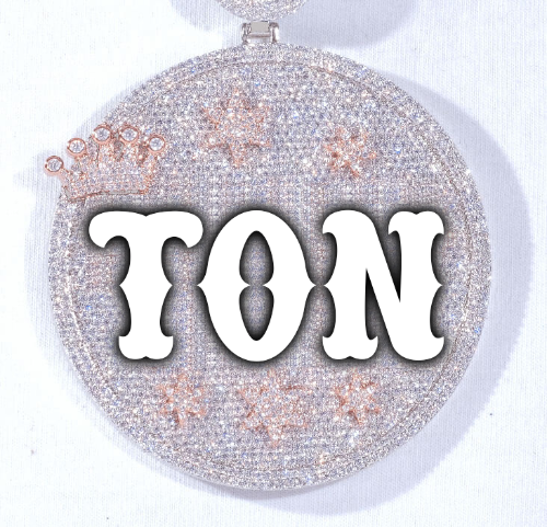 CUSTOM LETTER NECKLACE 3D BIG CROWN DISC