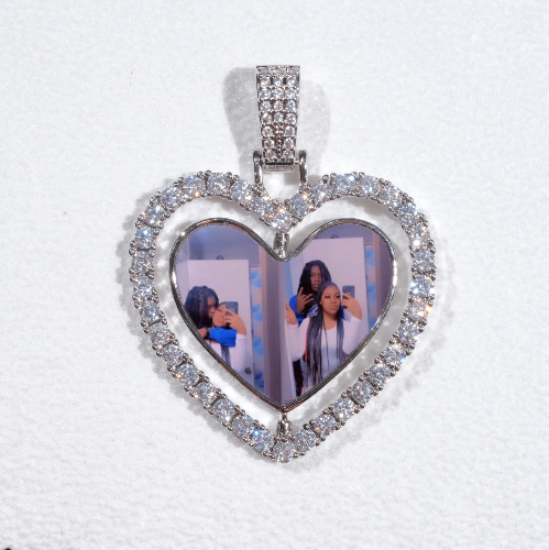 3D Spinning 2-Faced Heart Custom Picture Pendant