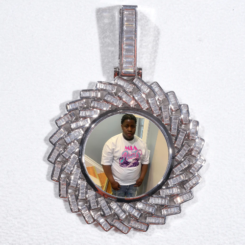 Large 3D Baguette Custom Picture Pendant