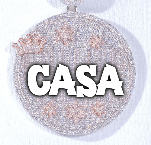 CUSTOM LETTER NECKLACE 3D BIG CROWN DISC