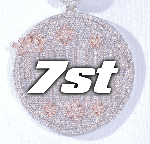 CUSTOM LETTER NECKLACE 3D BIG CROWN DISC