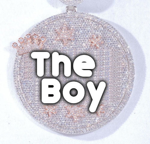 CUSTOM LETTER NECKLACE 3D BIG CROWN DISC