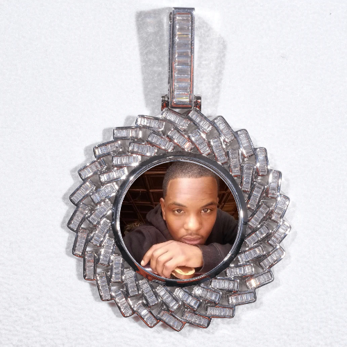 Large 3D Baguette Custom Picture Pendant