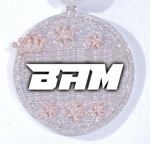 CUSTOM LETTER NECKLACE 3D BIG CROWN DISC