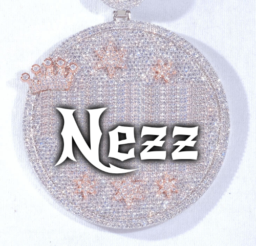 CUSTOM LETTER NECKLACE 3D BIG CROWN DISC