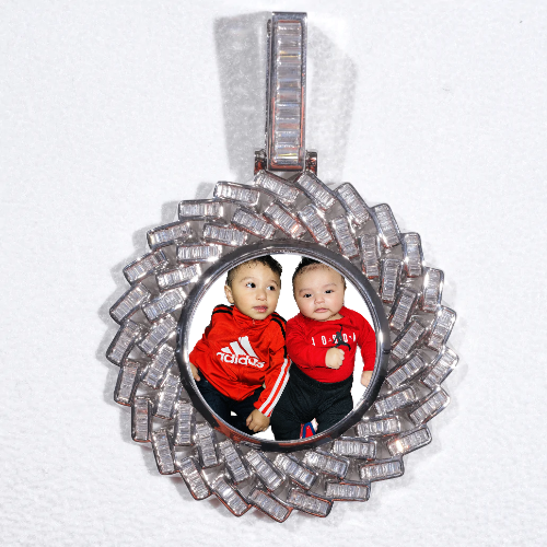 Large 3D Baguette Custom Picture Pendant