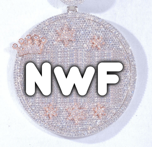 CUSTOM LETTER NECKLACE 3D BIG CROWN DISC