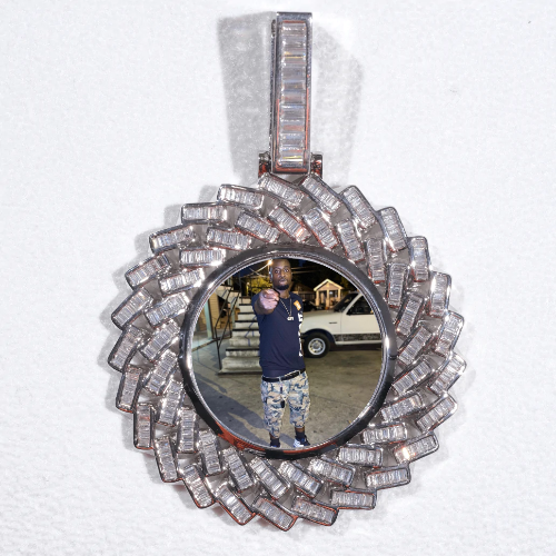 Large 3D Baguette Custom Picture Pendant