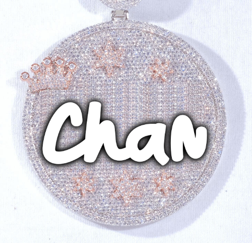 CUSTOM LETTER NECKLACE 3D BIG CROWN DISC