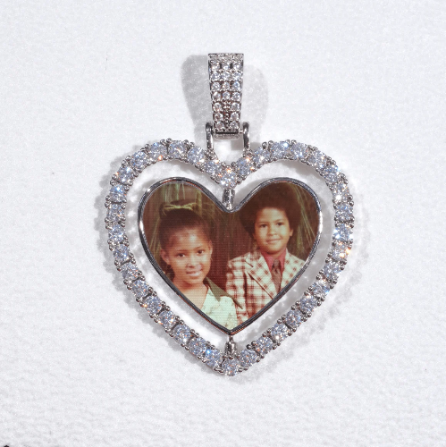 3D Spinning 2-Faced Heart Custom Picture Pendant