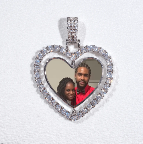 3D Spinning 2-Faced Heart Custom Picture Pendant