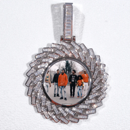 Large 3D Baguette Custom Picture Pendant