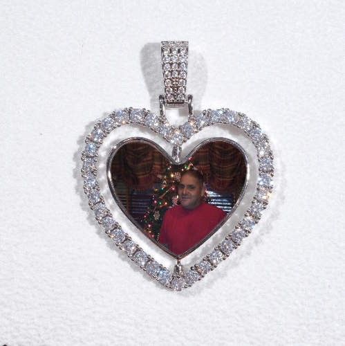 3D Spinning 2-Faced Heart Custom Picture Pendant