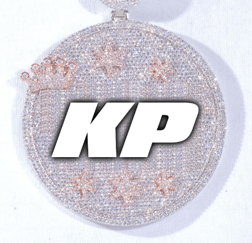 CUSTOM LETTER NECKLACE 3D BIG CROWN DISC