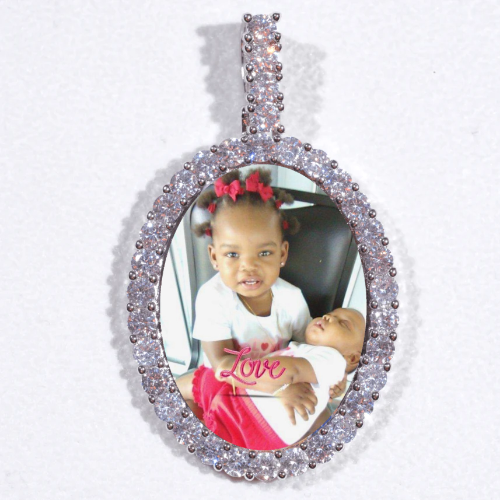 Large 3D Oval Custom Picture Pendant