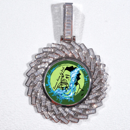 Large 3D Baguette Custom Picture Pendant