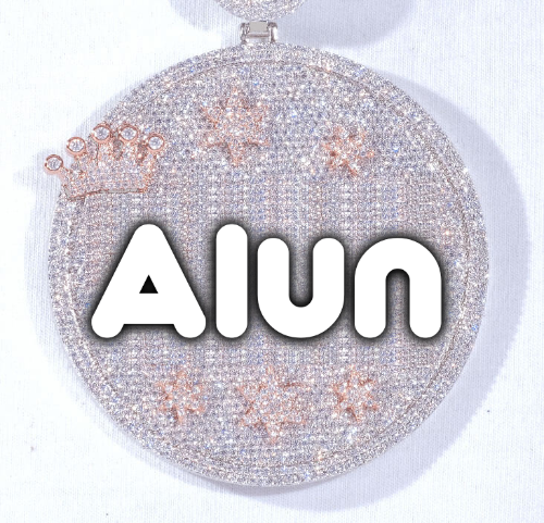 CUSTOM LETTER NECKLACE 3D BIG CROWN DISC
