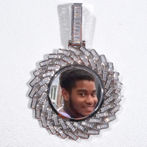 Large 3D Baguette Custom Picture Pendant
