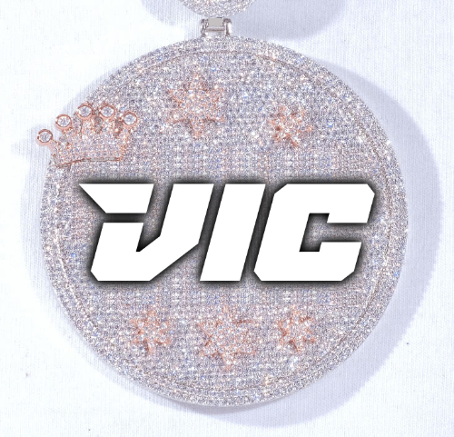 CUSTOM LETTER NECKLACE 3D BIG CROWN DISC