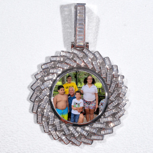 Large 3D Baguette Custom Picture Pendant