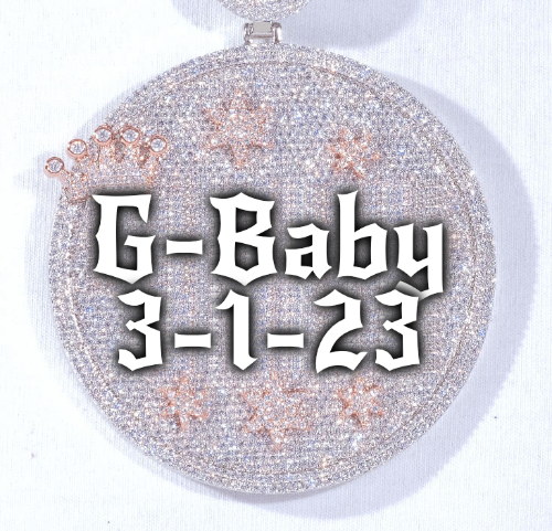 CUSTOM LETTER NECKLACE 3D BIG CROWN DISC