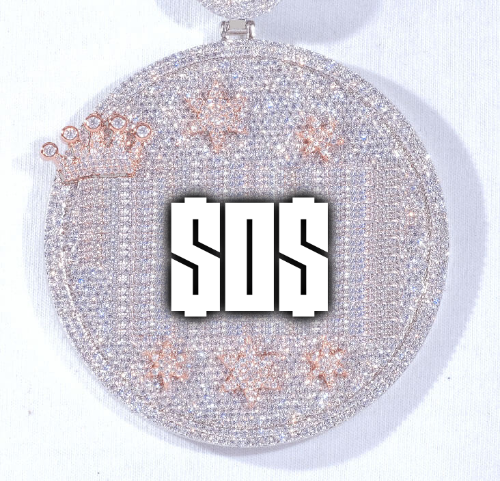 CUSTOM LETTER NECKLACE 3D BIG CROWN DISC