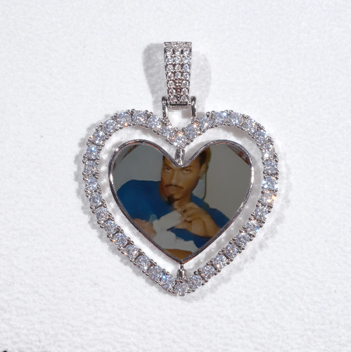 3D Spinning 2-Faced Heart Custom Picture Pendant
